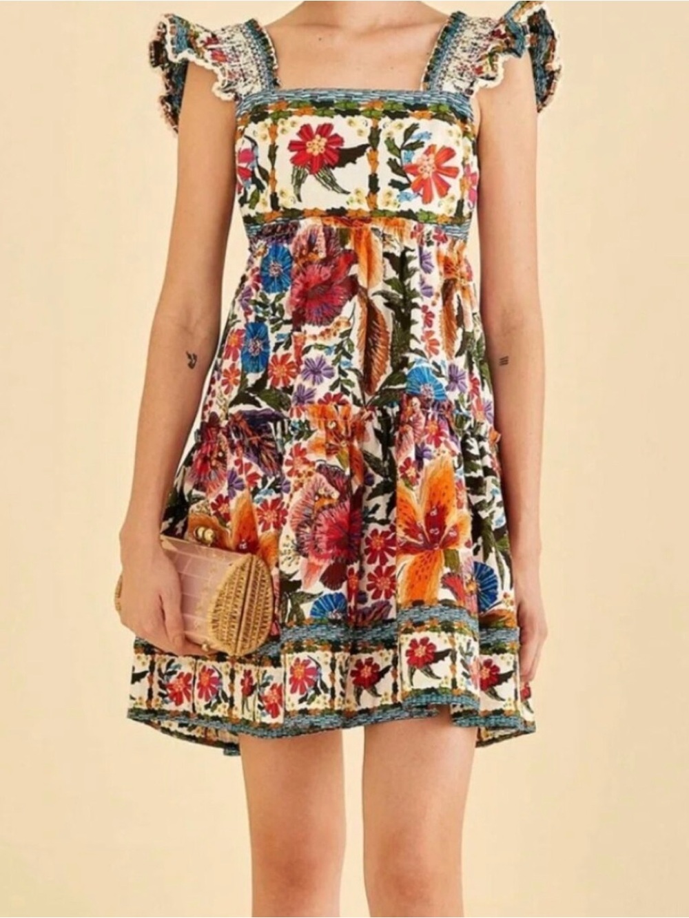 FARM RIO Ruffled Sleeve Minidress- Small